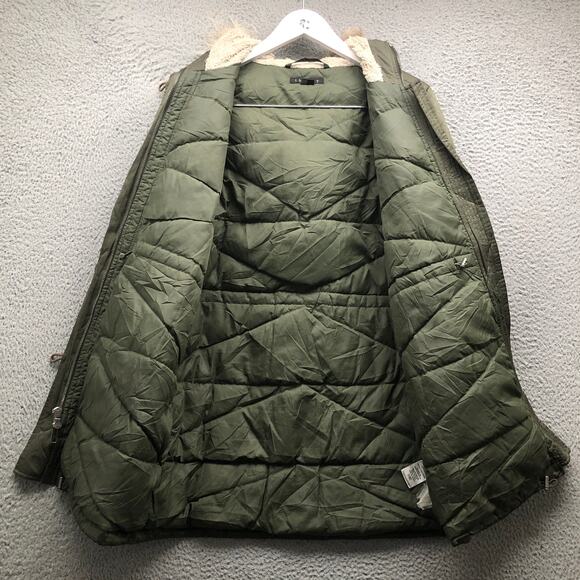 Theory Puffer Down Parka Military Coat Mens Medium Full Zip Coyote Fur Trim Hood - Picture 8 of 12